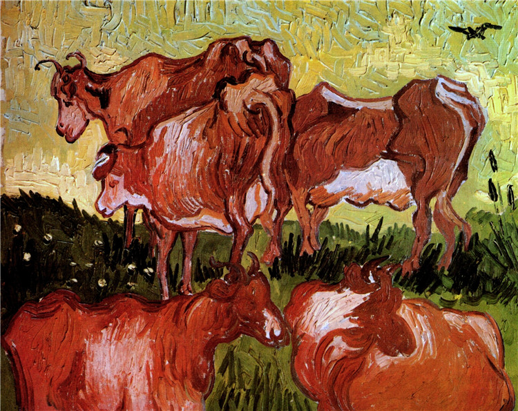 Cows After Jordaens Van Gogh Oil Painting